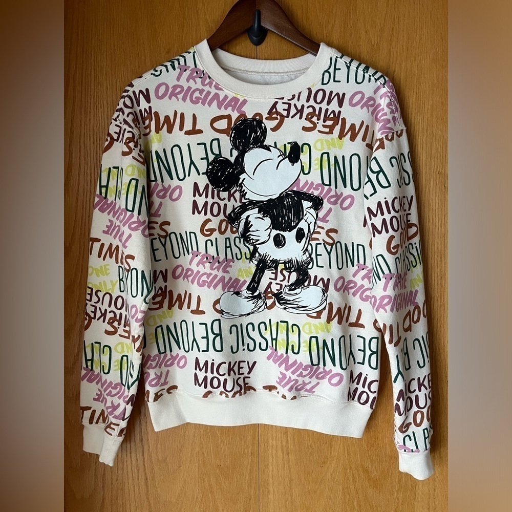 Disney Mickey Mouse Women’s Classic All Over Graffiti Sweatshirt-Size: S